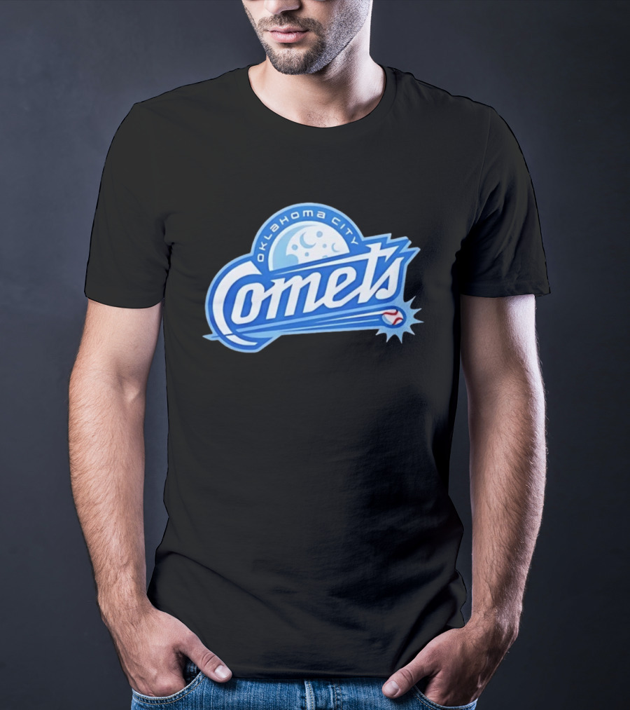 Oklahoma City Comets Baseball Team Moon And Star Baseball T-Shirt