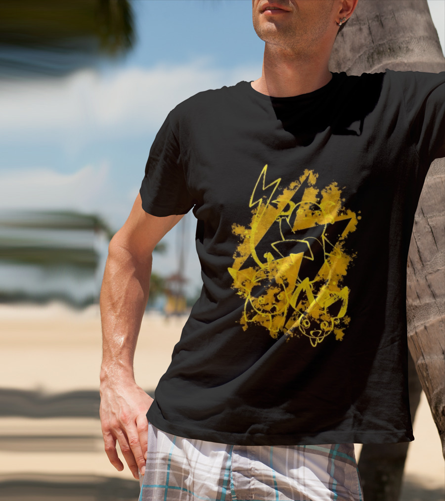 Pikachu Raichu Pichu Electric Evolution Pokemon Splash T-Shirt