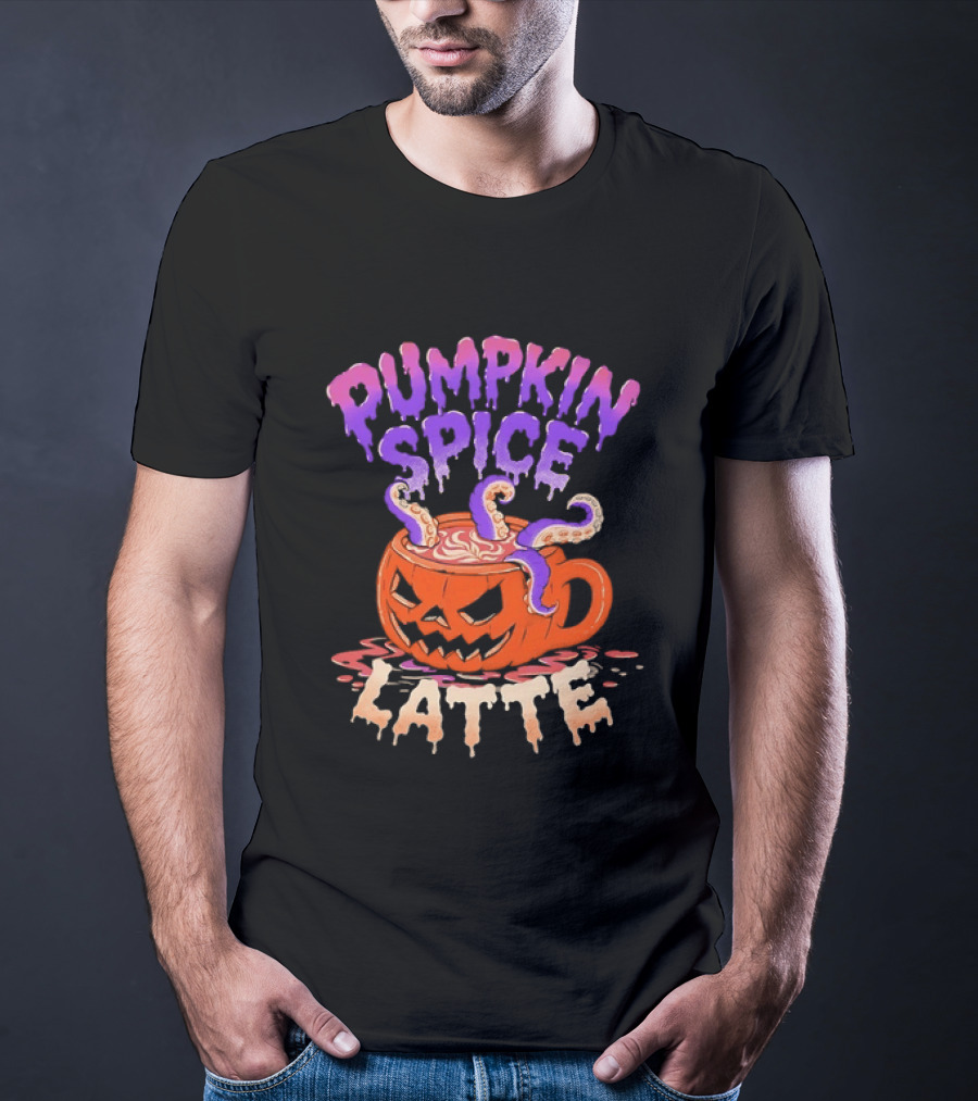 Pumpkin Spice Latte Tentacles Halloween Jack O' Lantern T-Shirt