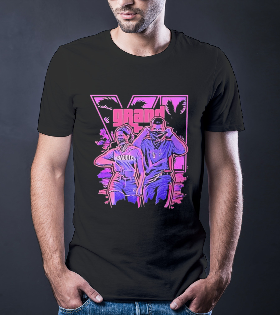 Grand Baddie Couple Neon Vibes Streetwear T-Shirt