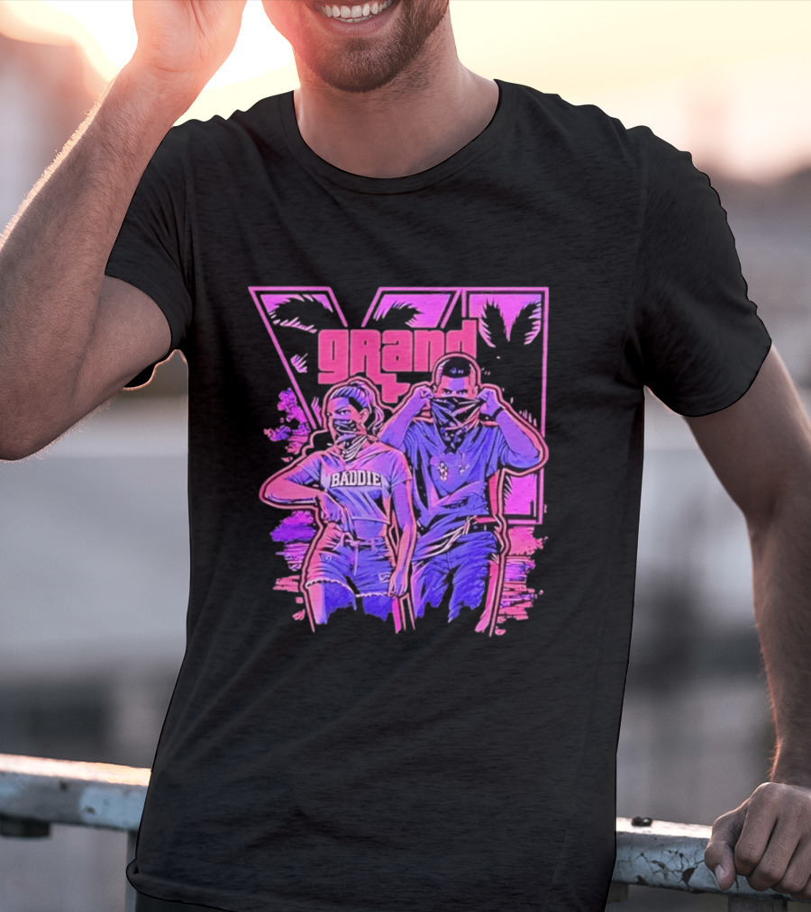 Grand Baddie Couple Neon Vibes Streetwear T-Shirt