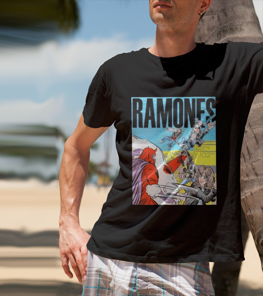 Ramones Rockaway Beach Comic Jack Kirby Style 102nd Street T-Shirt
