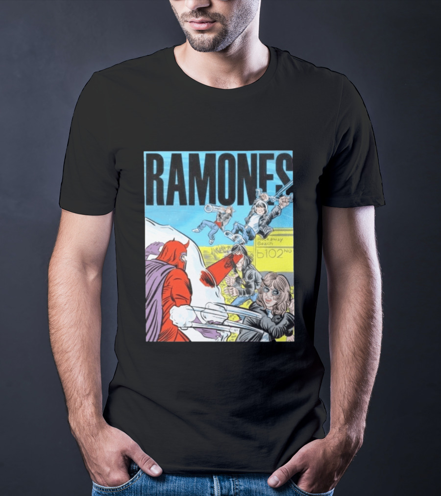 Ramones Rockaway Beach Comic Jack Kirby Style 102nd Street T-Shirt