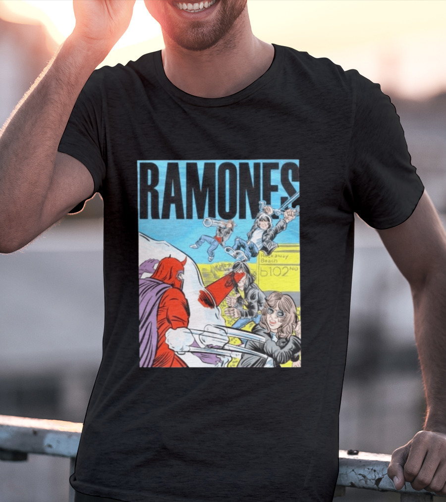 Ramones Rockaway Beach Comic Jack Kirby Style 102nd Street T-Shirt