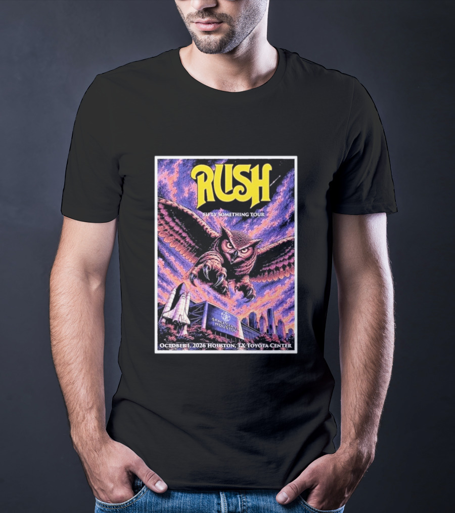 Rush Fifty Something Tour October 1 2026 Houston TX Toyota Center Owl T-Shirt