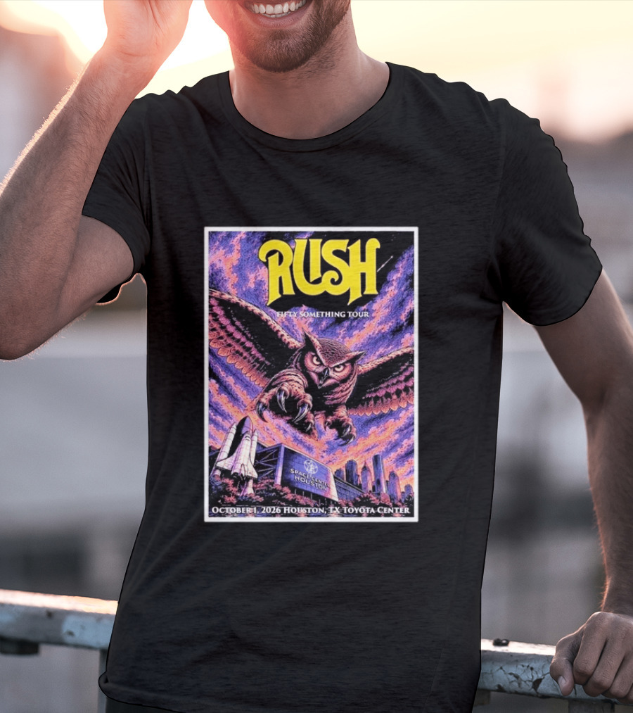 Rush Fifty Something Tour October 1 2026 Houston TX Toyota Center Owl T-Shirt