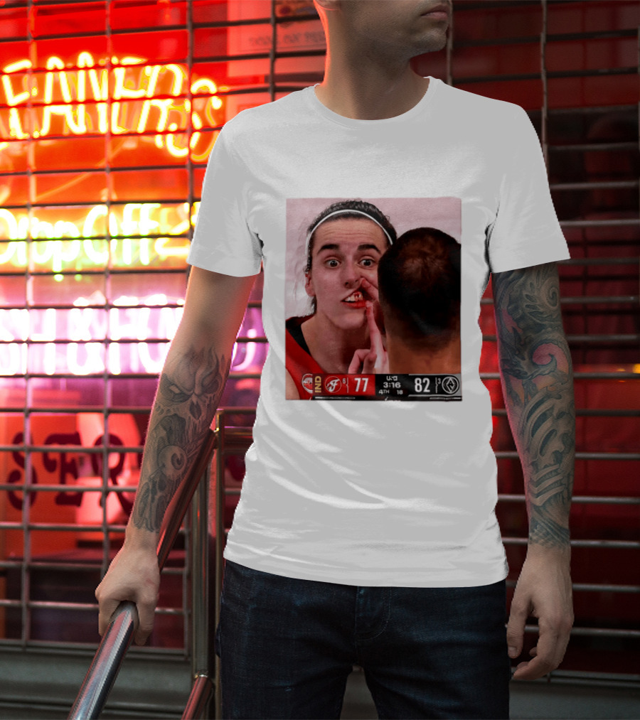 Caitlin Clark Injured Mouth Indiana Basketball Game Score 77 82 Fourth Quarter T-Shirt