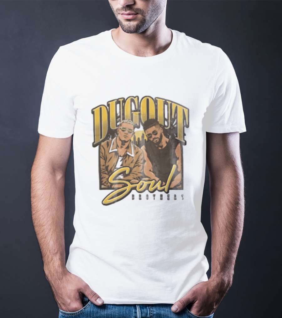 Dugout Soul Brothers Two Men Wearing Sunglasses City Skyline T-Shirt