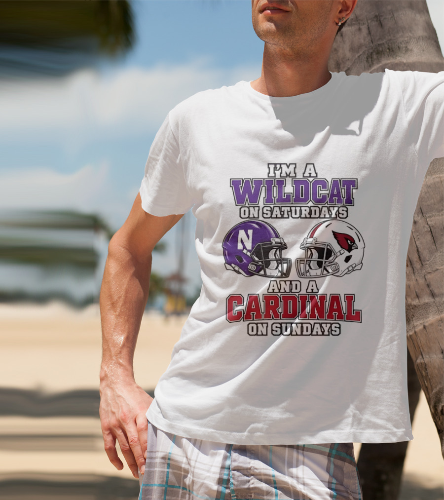 I'm A Wildcat On Saturdays And A Cardinal On Sundays Two Helmets T-Shirt