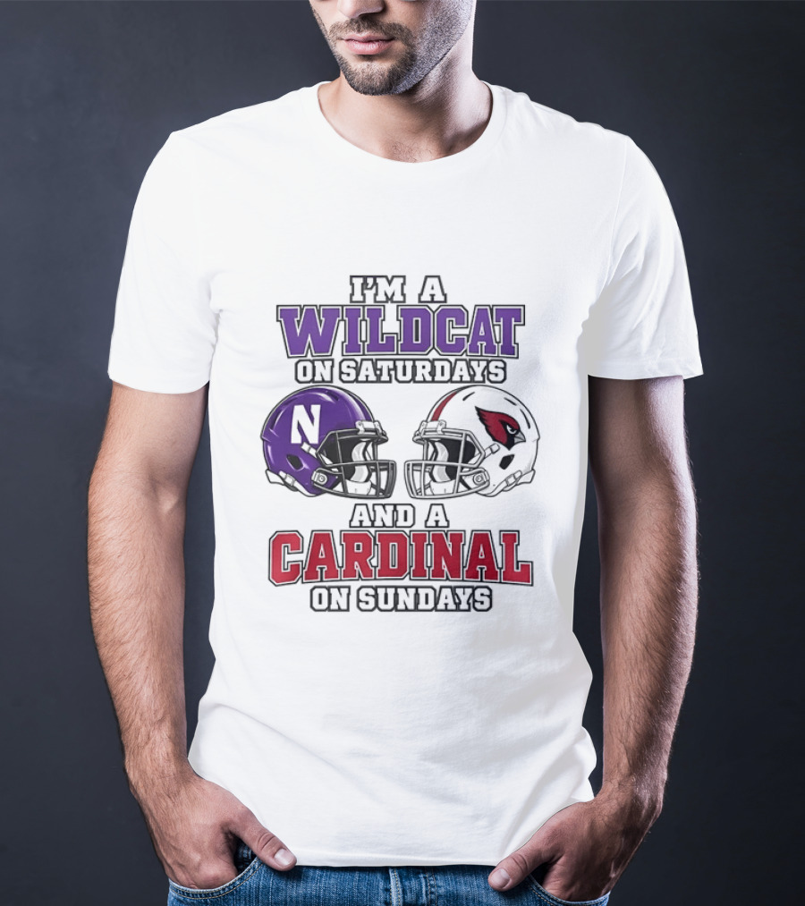 I'm A Wildcat On Saturdays And A Cardinal On Sundays Two Helmets T-Shirt