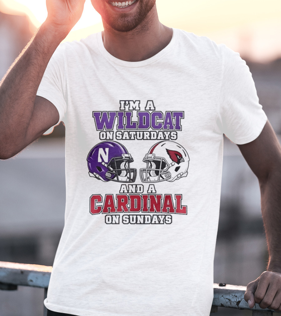 I'm A Wildcat On Saturdays And A Cardinal On Sundays Two Helmets T-Shirt