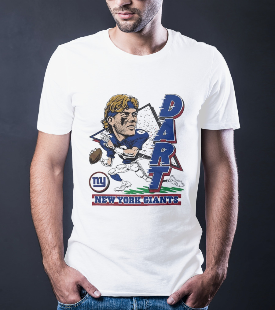 Jaxson Dart New York Giants Quarterback Caricature NFL Football T-Shirt