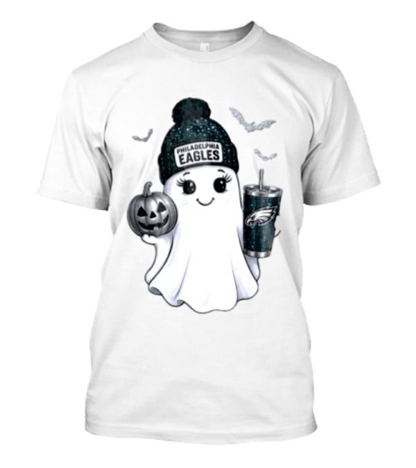 Philadelphia Eagles Beanie Ghost With Pumpkin And Bats T-Shirt