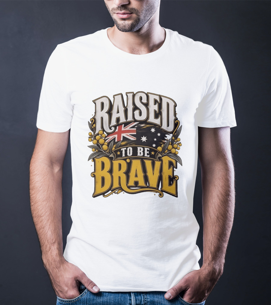Raised To Be Brave Australian Flag With National Pride And Floral T-Shirt