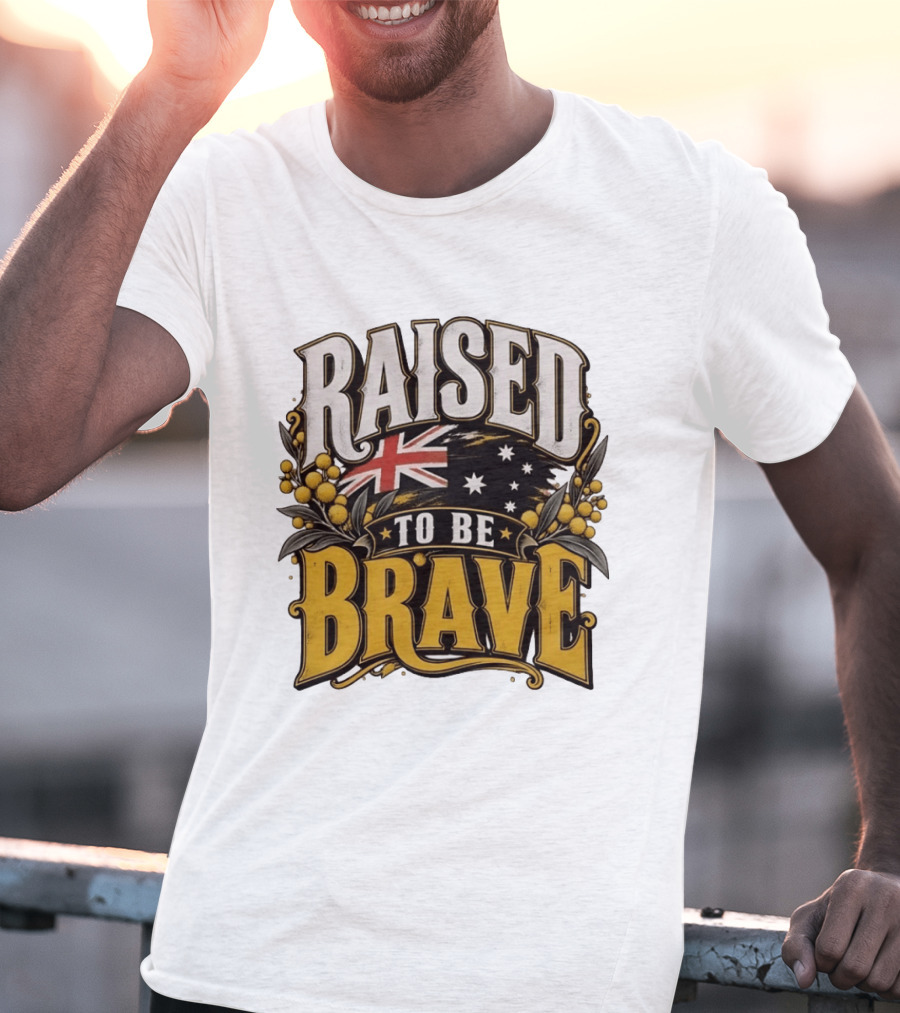 Raised To Be Brave Australian Flag With National Pride And Floral T-Shirt