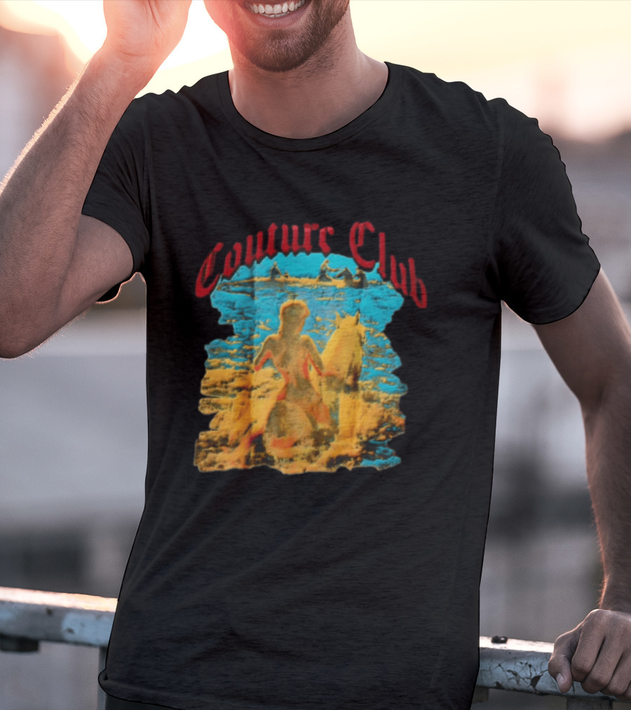 Couture Club Woman Riding Horse Scenic Painting T-Shirt