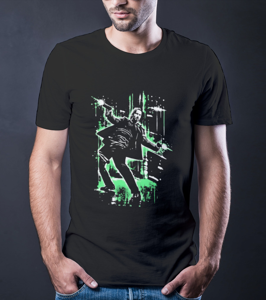 Keanu Reeves John Wick Action Paint Splatter T-Shirt