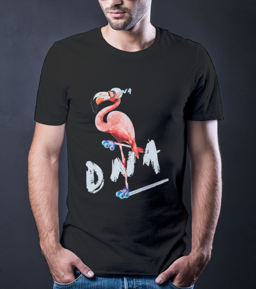 DNA Flamingo Roller Skates Fun Night T-Shirt