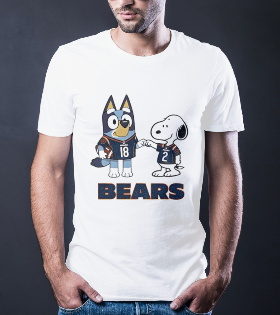 Bluey And Snoopy Chicago Bears Football Team Friends T-Shirt