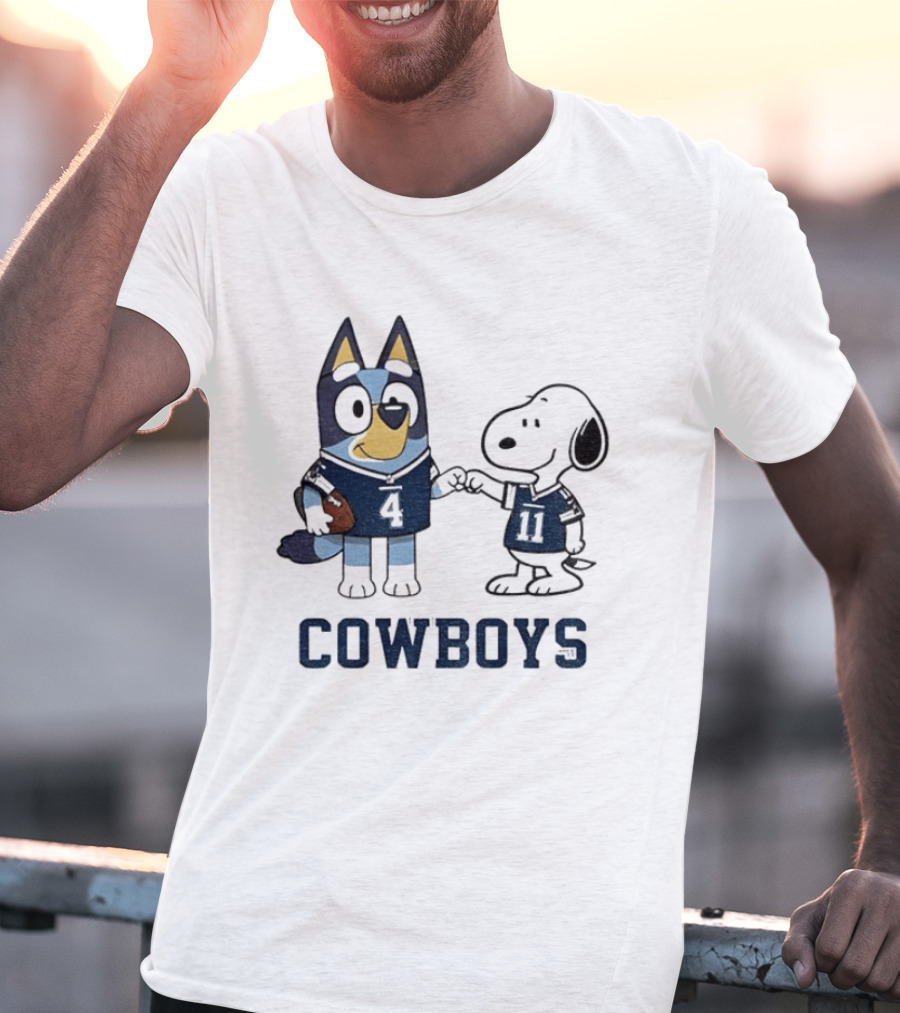 Bluey Snoopy Cowboys Football Team Friendship T-Shirt