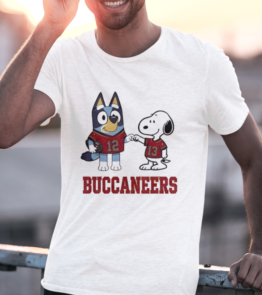 Bluey Snoopy Tampa Bay Buccaneers Football Friends T-Shirt