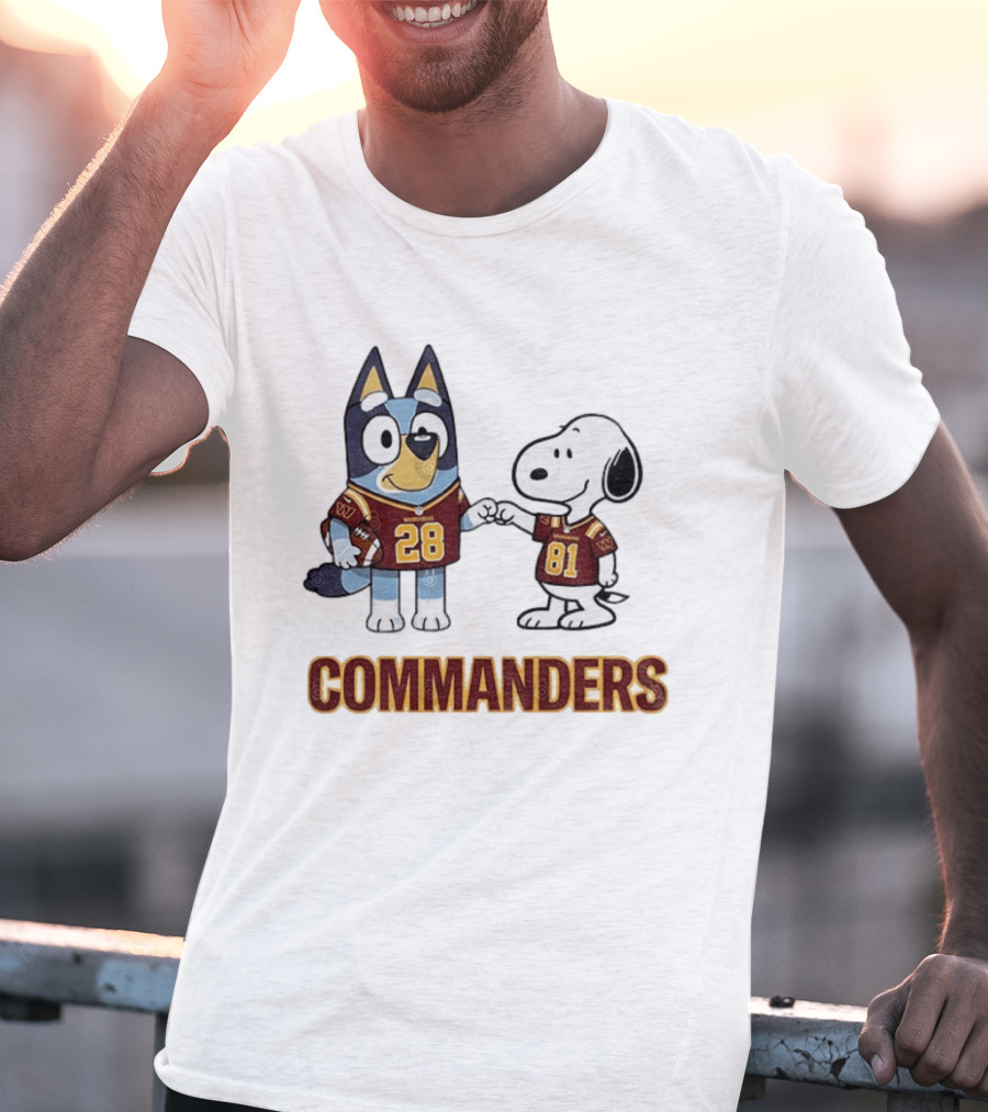 Bluey Snoopy Commanders Football 28 81 T-Shirt