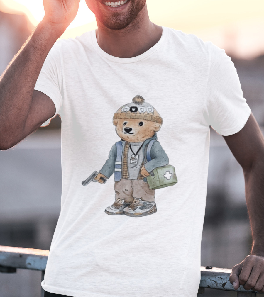Bryan Bear Toy With Gun And First Aid Kit Beanie T-Shirt