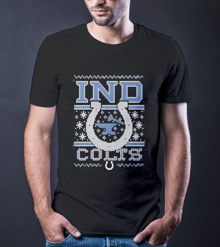 IND Indianapolis Colts Ugly Christmas Sweater Holiday Team Spirit T-Shirt