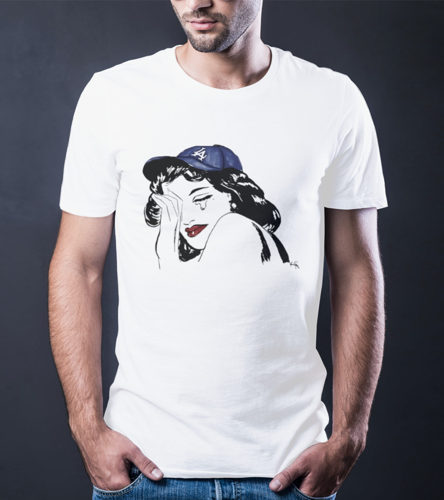 Los Angeles Dodgers Cap Crying Woman Pop T-Shirt