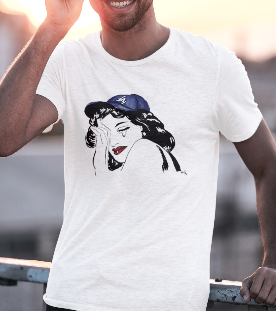 Los Angeles Dodgers Cap Crying Woman Pop T-Shirt