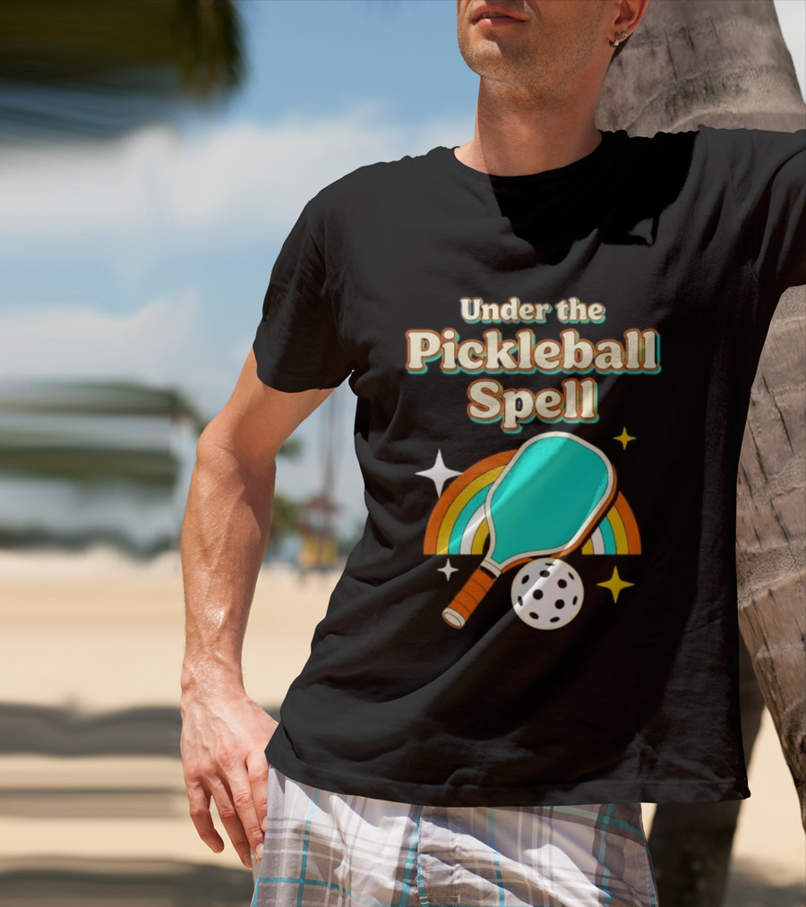 Under The Pickleball Spell Paddle And Rainbow Magic T-Shirt