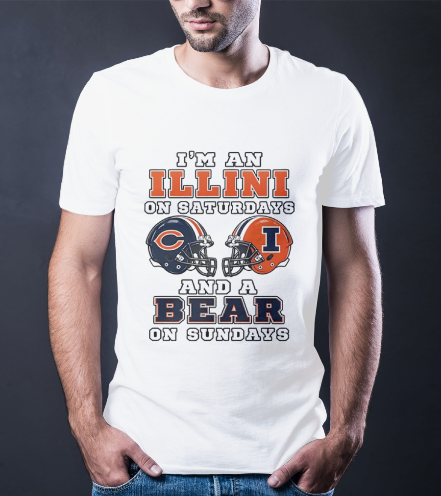 I'm An Illini On Saturdays And A Bear On Sundays Matching Game Day Helmets T-Shirt