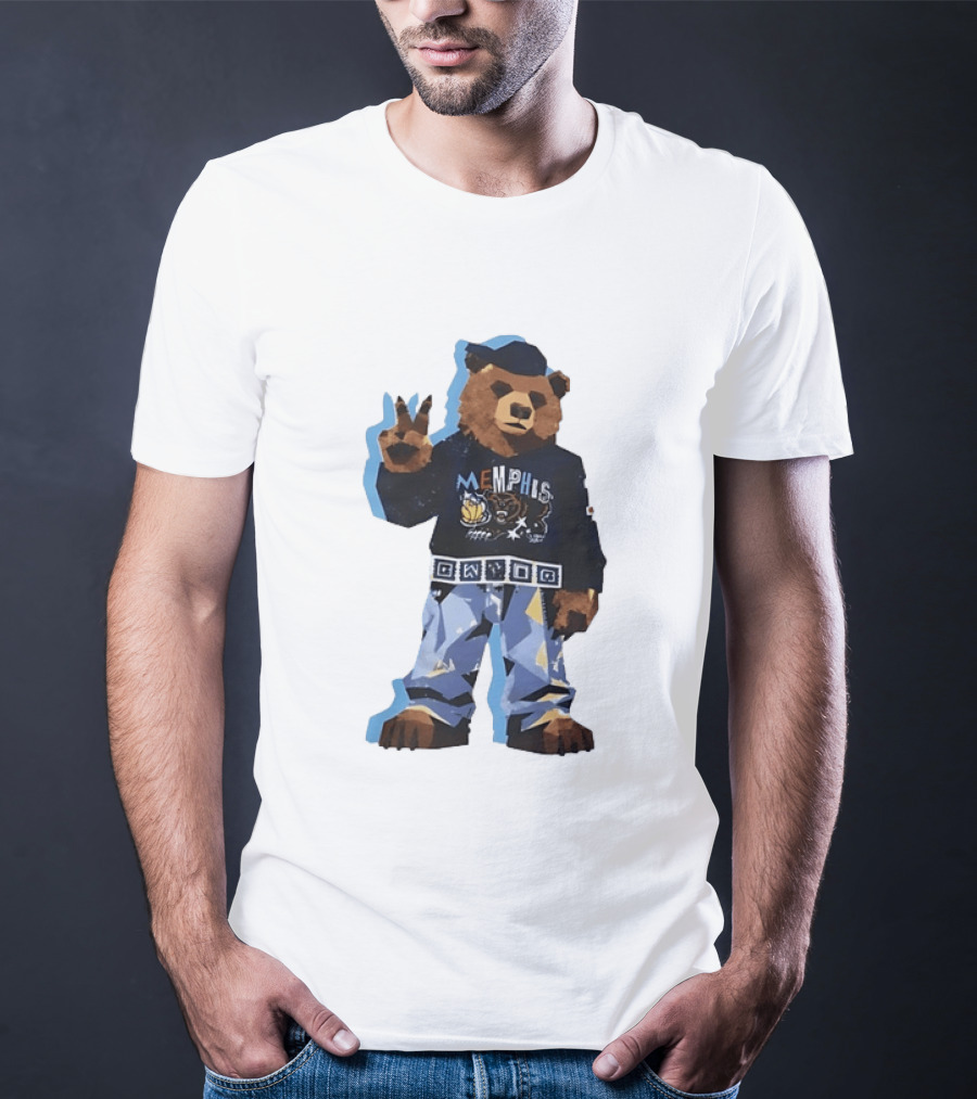 Memphis Grizzlies Bear Peace Sign Retro Style Fashionable Team Spirit T-Shirt
