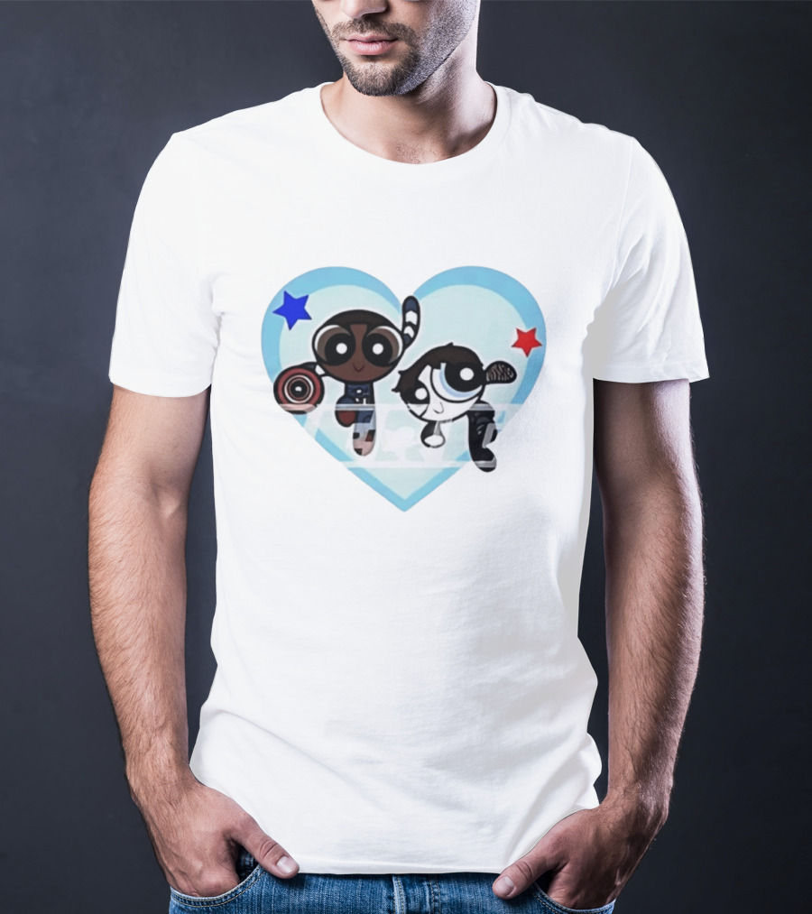 Powerpuff Girls Captain America Winter Soldier Heart Stars T-Shirt