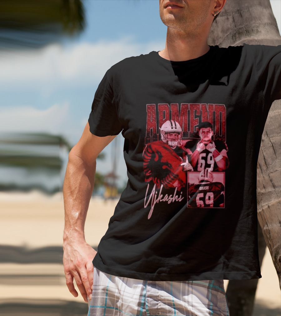 Armend Ujkashi 69 Football Player Athlete Championship Ready Red And Crimson T-Shirt