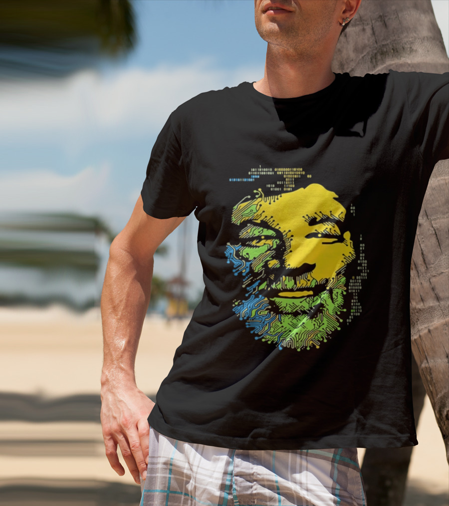 Bob Marley Reggae Circuit Face Yellow Green Blue T-Shirt