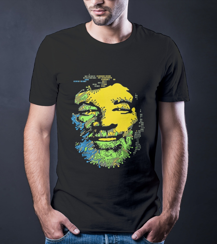 Bob Marley Reggae Circuit Face Yellow Green Blue T-Shirt
