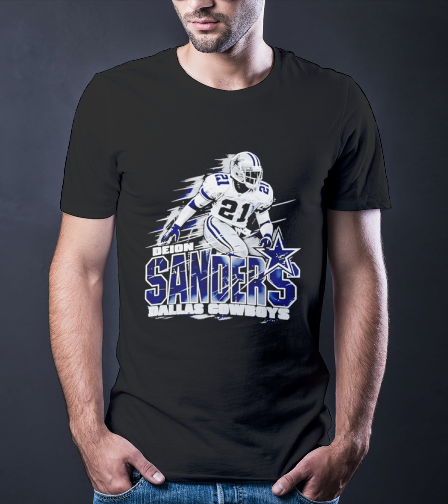 Deion Sanders Dallas Cowboys 21 Star Football Legend T-Shirt