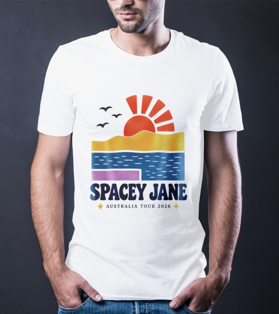 Spacey Jane Australia Tour 2026 Indie Rock Ocean Sunset Birds T-Shirt