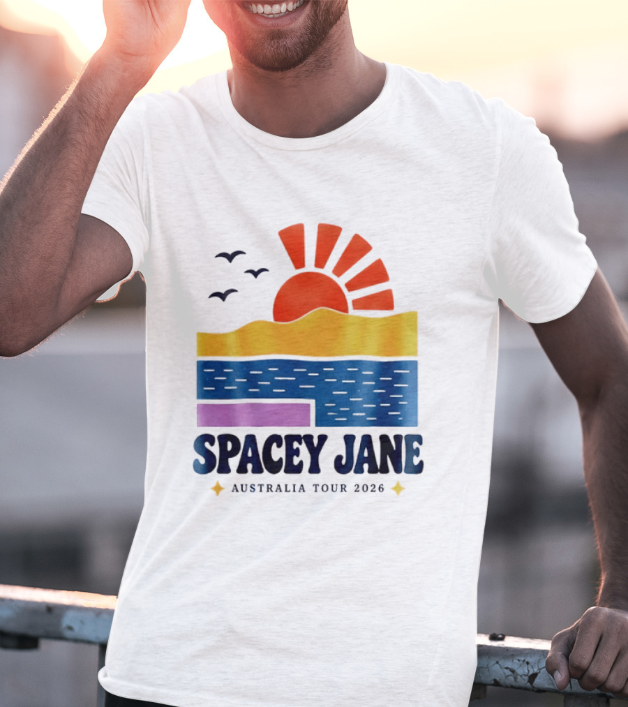 Spacey Jane Australia Tour 2026 Indie Rock Ocean Sunset Birds T-Shirt