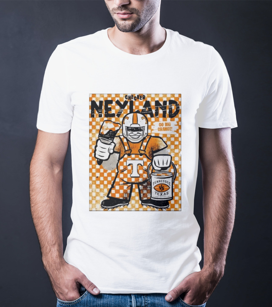 Checker Neyland Go Big Orange Tennessee Volunteers VS Texas Saturday T-Shirt