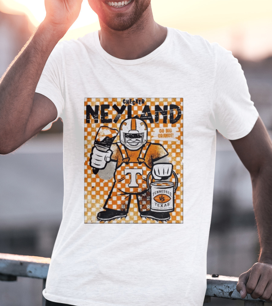Checker Neyland Go Big Orange Tennessee Volunteers VS Texas Saturday T-Shirt