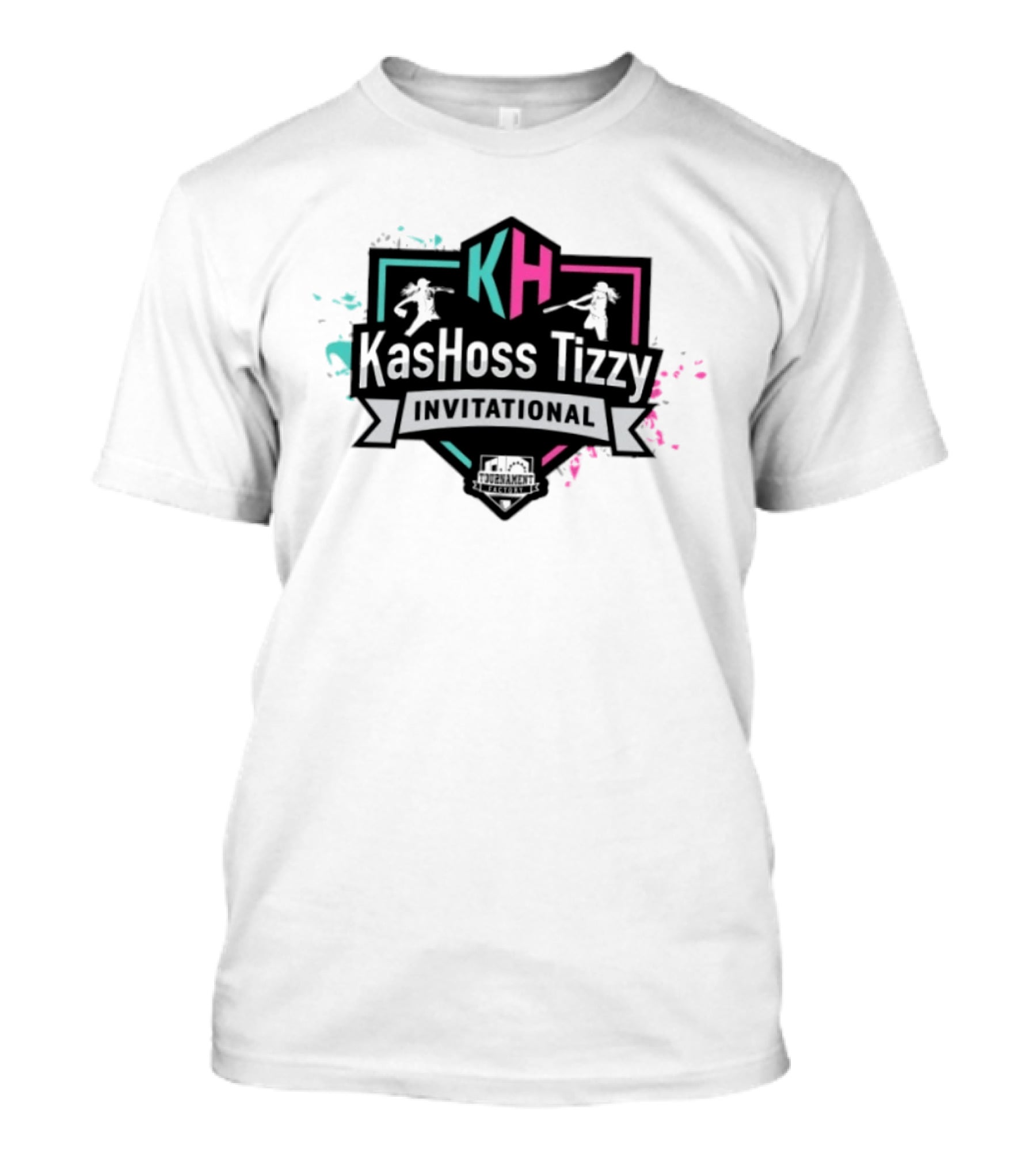 KasHoss Tizzy Invitational Softball Event KH Logo With Colorful Splash T-Shirt