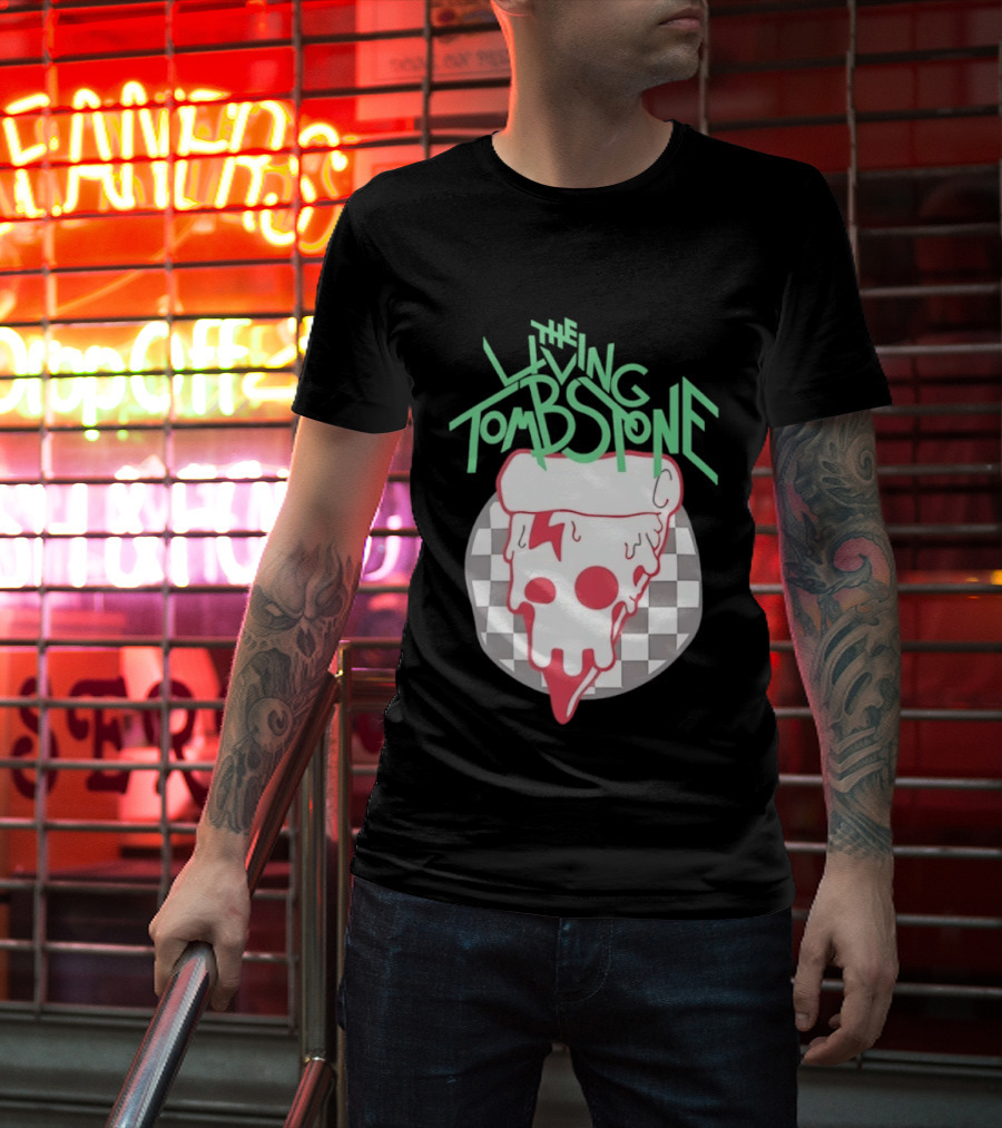 The Living Tombstone Pizza Skull Checkered T-Shirt