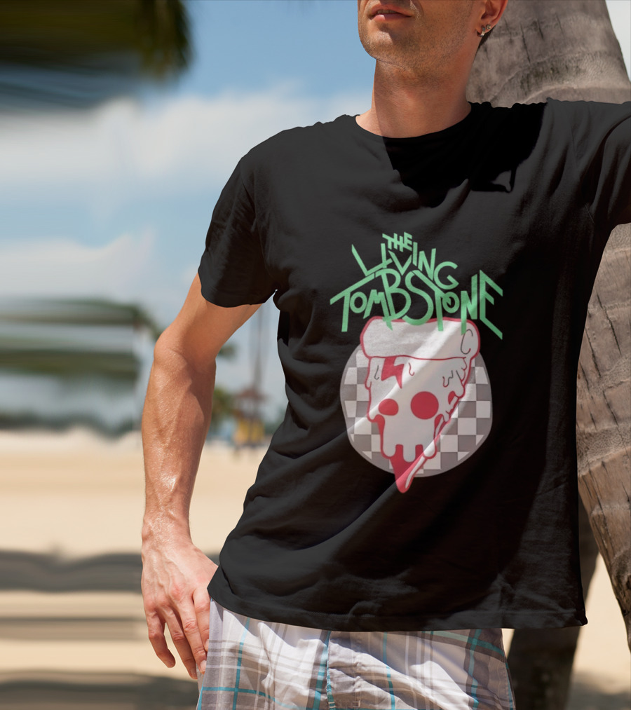 The Living Tombstone Pizza Skull Checkered T-Shirt