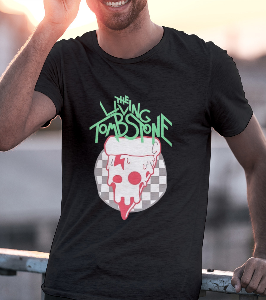 The Living Tombstone Pizza Skull Checkered T-Shirt