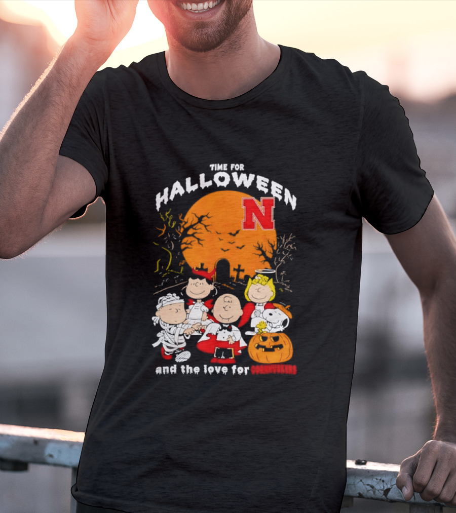 Time For Halloween Nebraska Cornhuskers Peanuts Characters T-Shirt