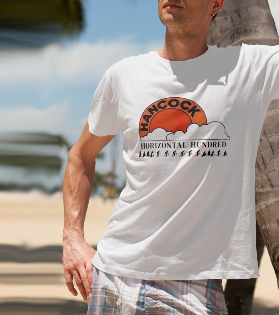 Hancock Horizontal Hundred Cycling Event Logo With Orange Sun And Cyclists T-Shirt