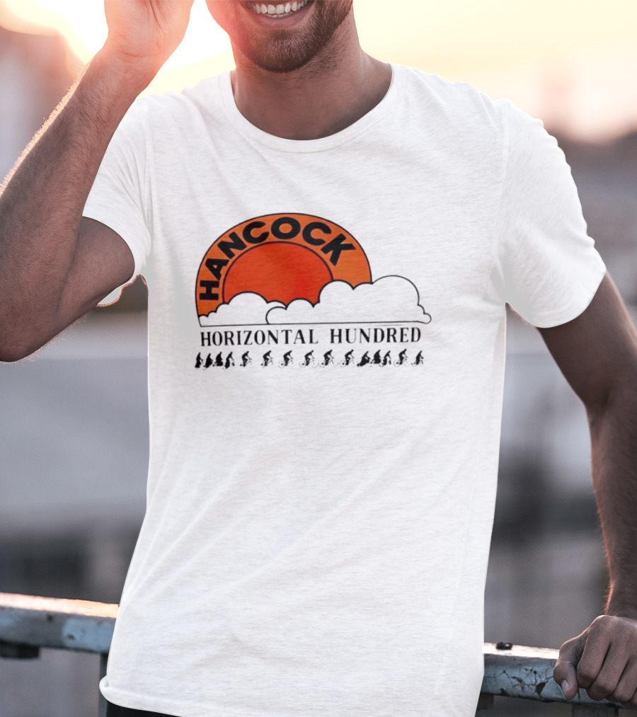 Hancock Horizontal Hundred Cycling Event Logo With Orange Sun And Cyclists T-Shirt