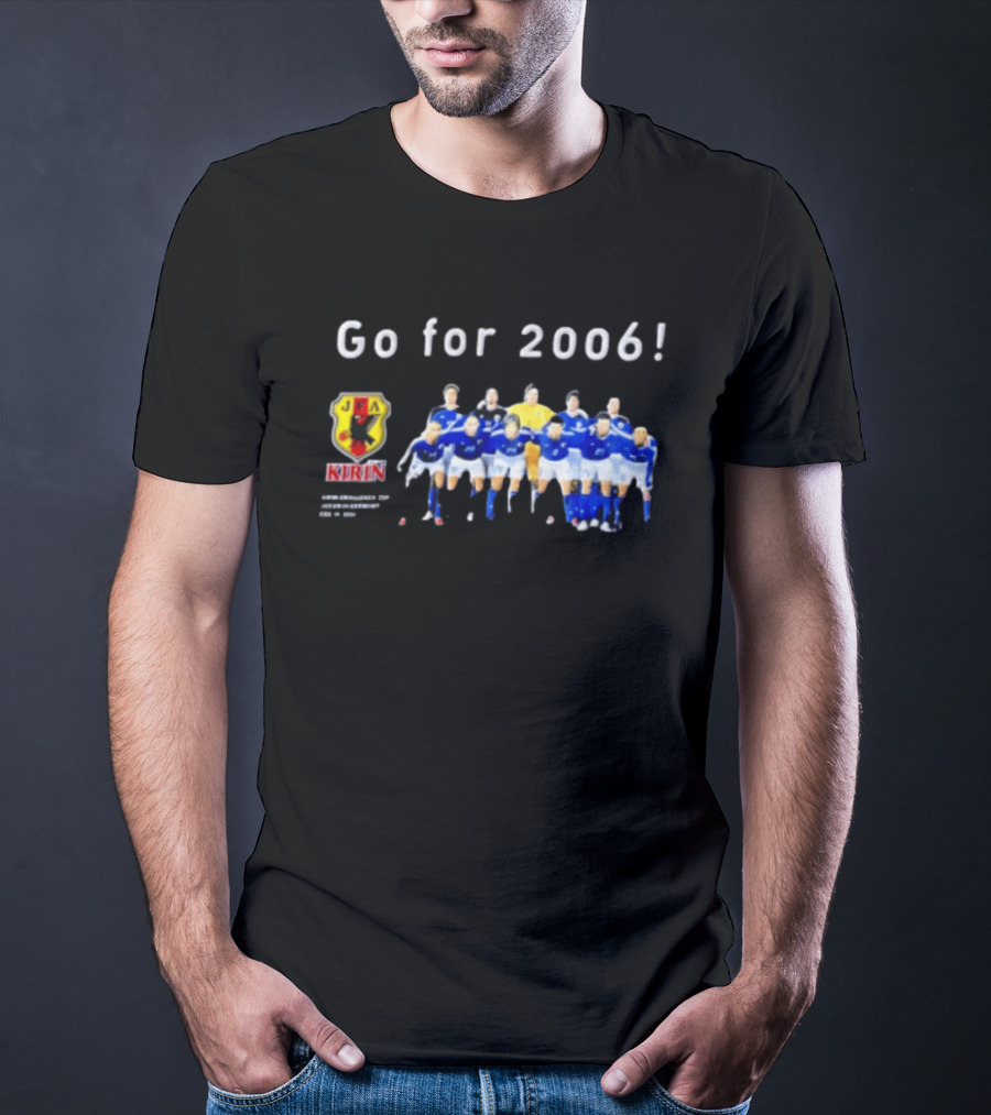 Japan National Football Team Go For 2006 JFA Kirin Soccer Team Photo Blue Jerseys T-Shirt